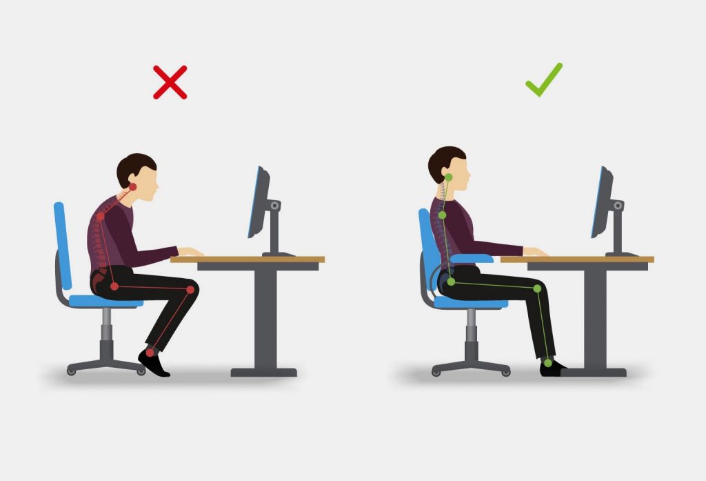 Monitor und Sitzposition für gesundes Arbeiten